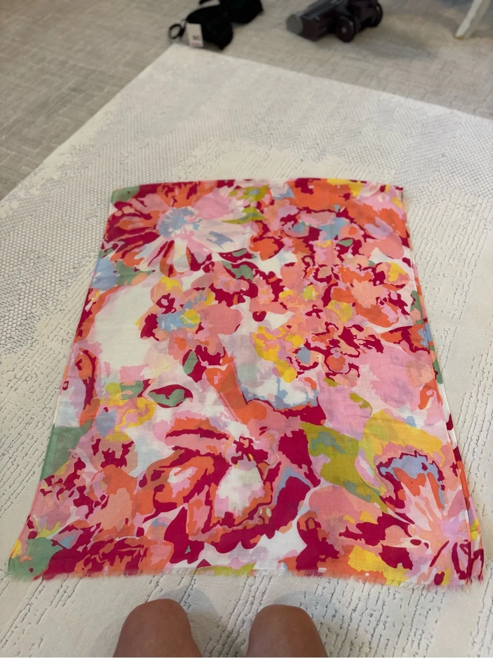 Floral Watercolor Cotton Throw - Pink & Orange